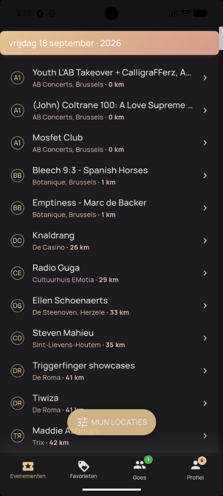 Lively event list